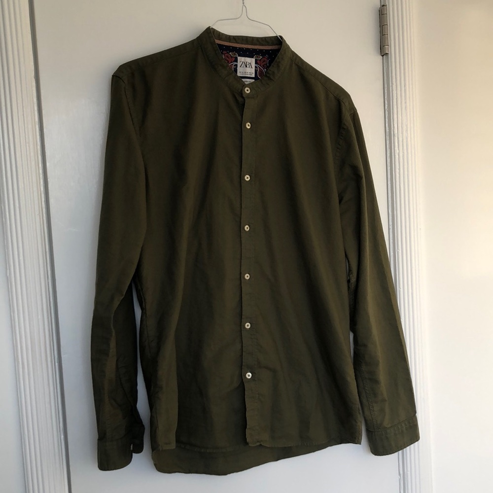 Zara Men’s Standing Collar Long Sleeve Shirt